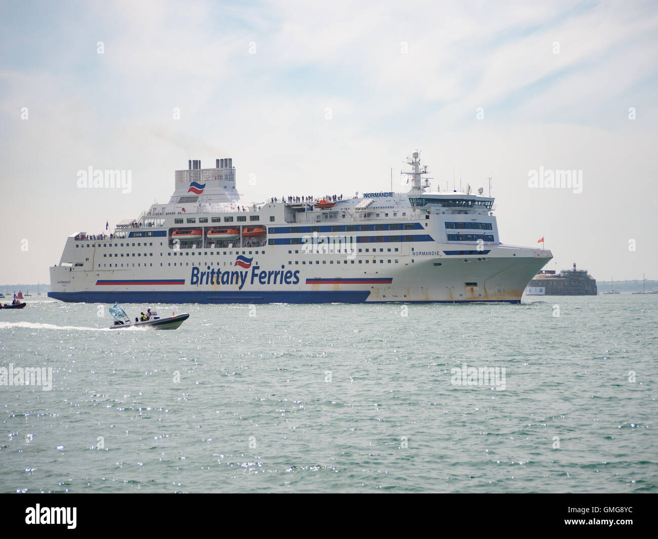 A Brittany ferry in the Solent, England Stock Photo Alamy