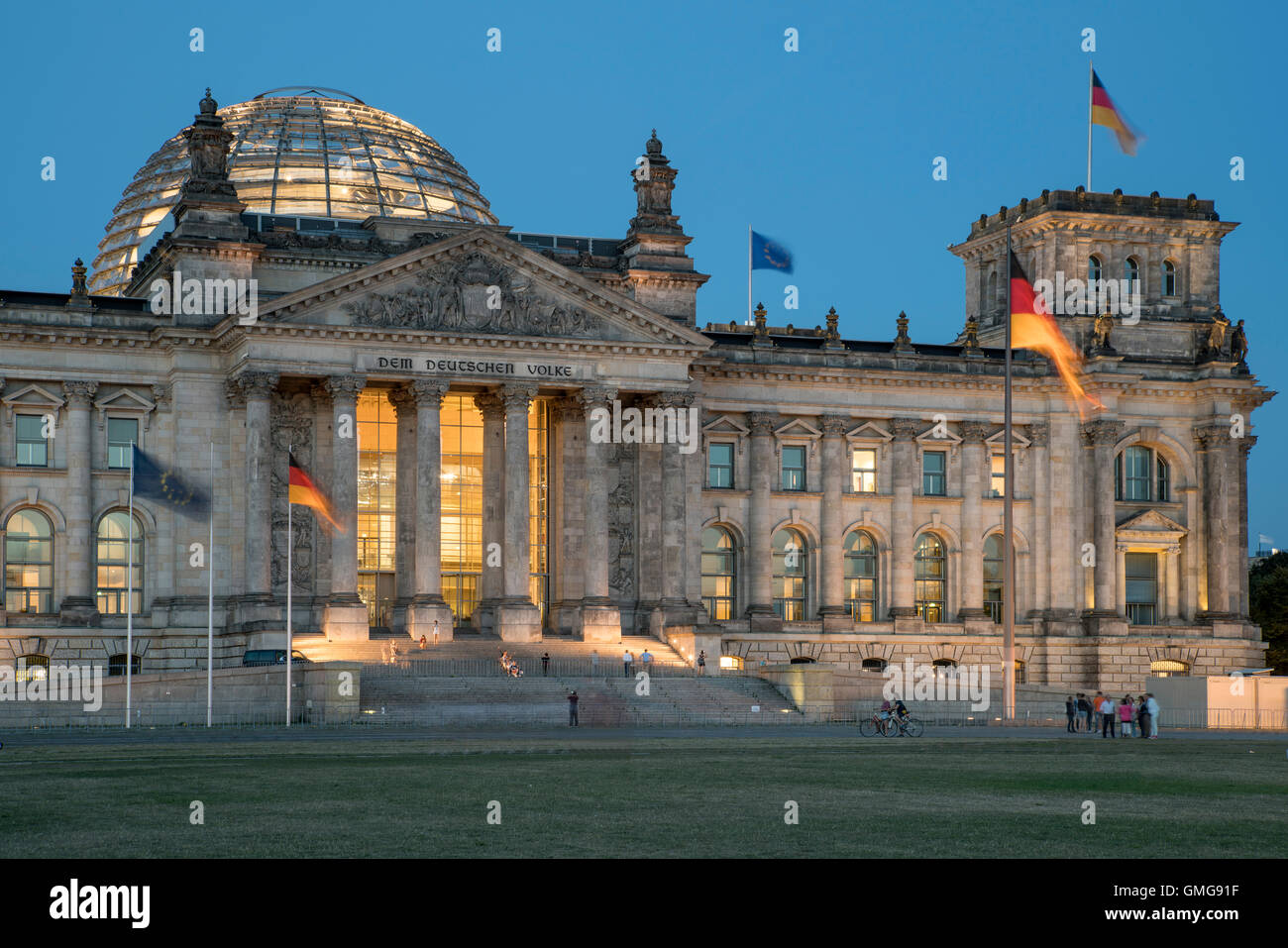 Reichstag, Cupola, Twilight, Berlin, Germany Stock Photo