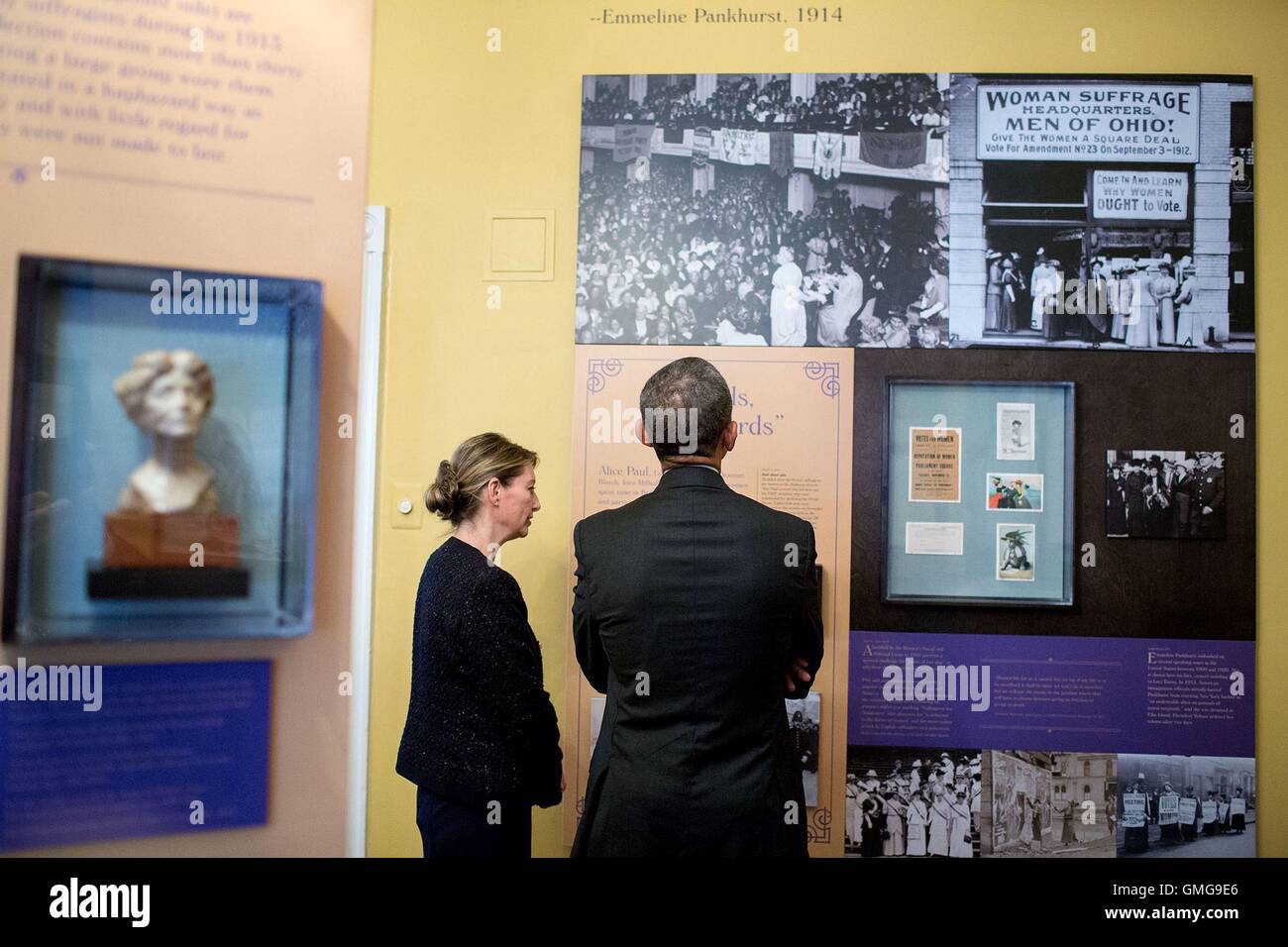 U.S President Barack Obama is given a tour of the Sewall-Belmont House and Museum at the Belmont-Paul Women's Equality National Monument April 12, 2016 in Washington, D.C. Stock Photo