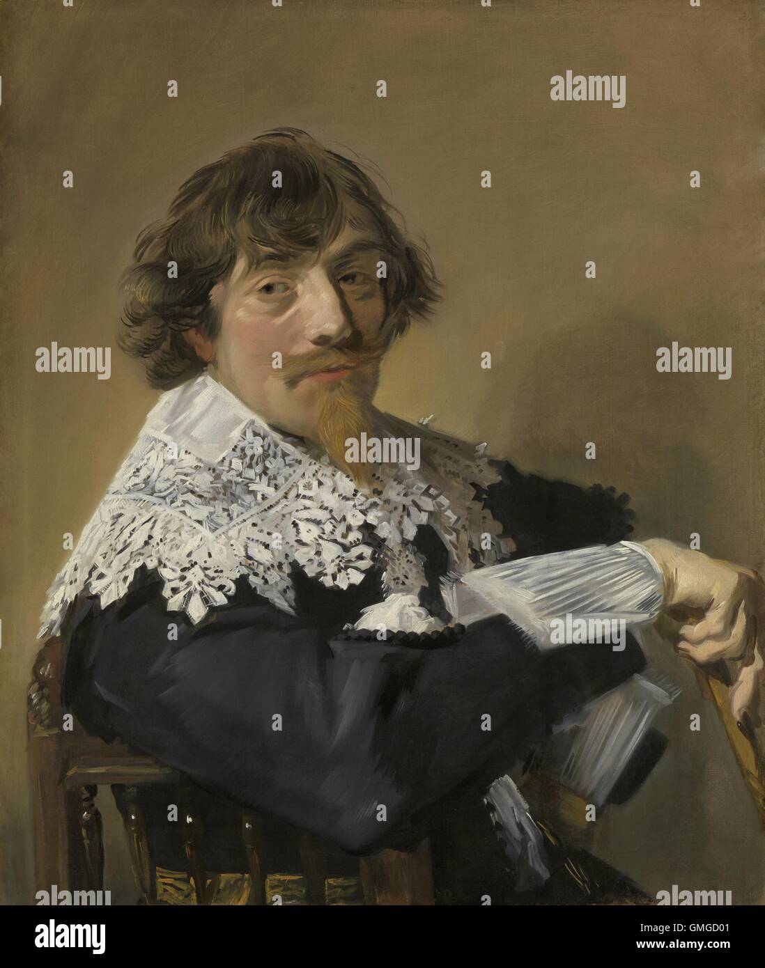Portrait of a Man, by Frans Hals, 1635, Dutch painting, oil on canvas. The sitter is possibly Nicolaes Hasselaer, a brewer, and Stock Photo