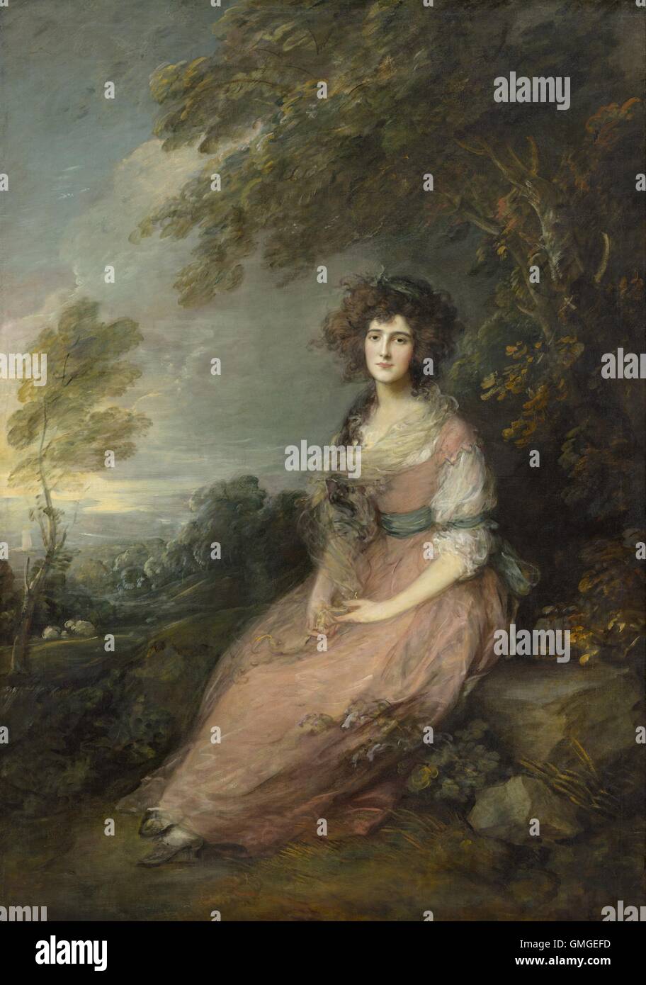 Mrs. Richard Brinsley Sheridan, by Thomas Gainsborough, 1785-87, British painting, oil on canvas. Elizabeth Linley was a noted soprano singer before her 1773 elopement with liberal politician and eminent playwright, Richard Brinsley Sheridan. Gainsborough (BSLOC 2016 6 144) Stock Photo