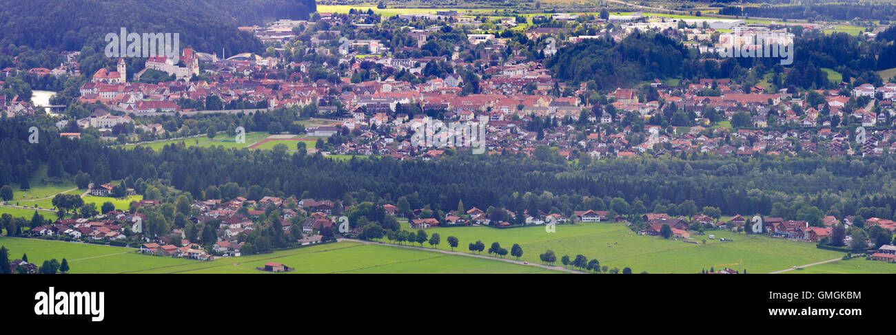 panorama landscape in Bavaria with german city Fuessen Stock Photo