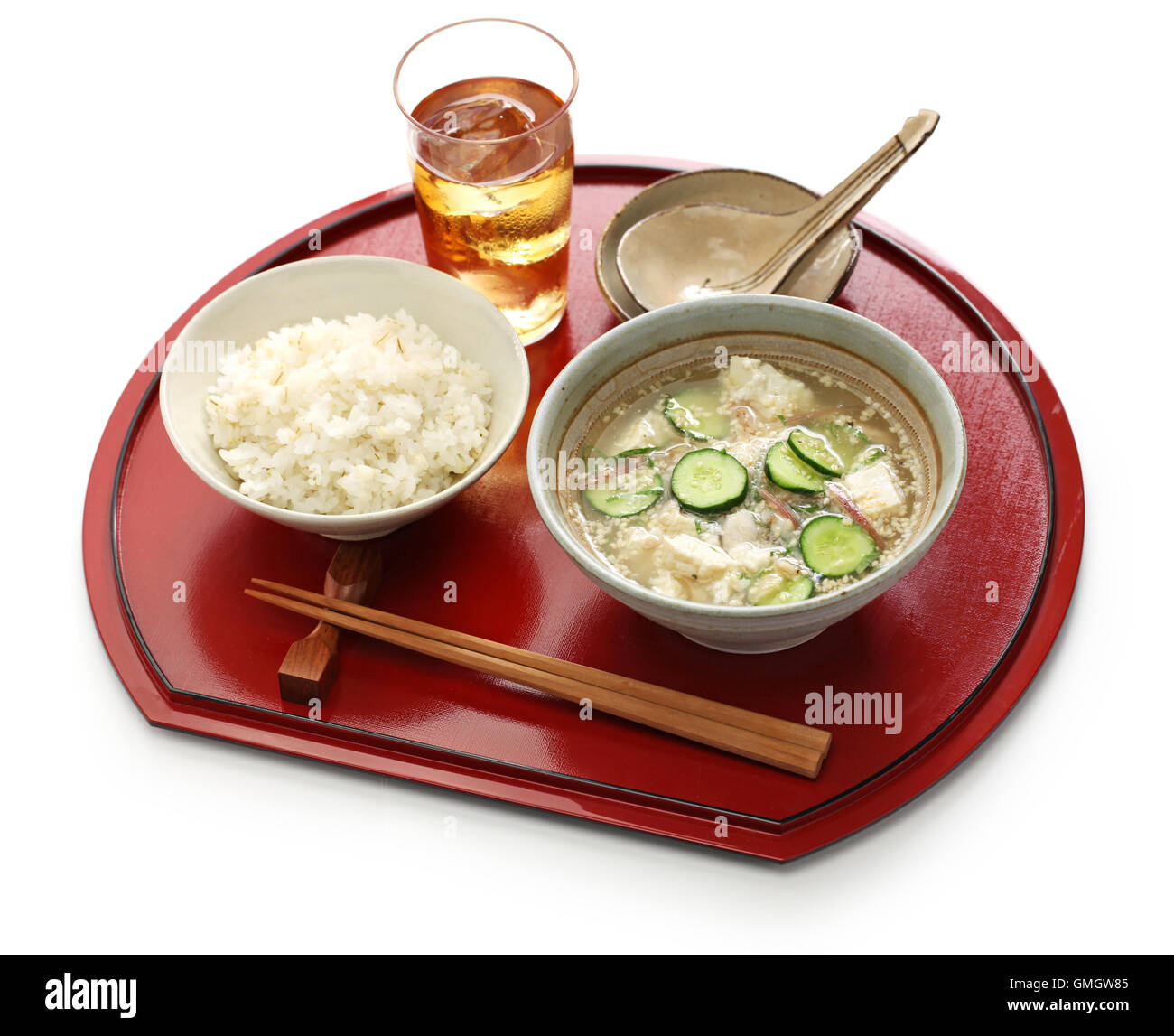 hiyajiru( cold miso soup ), japanese summer cuisine Stock Photo
