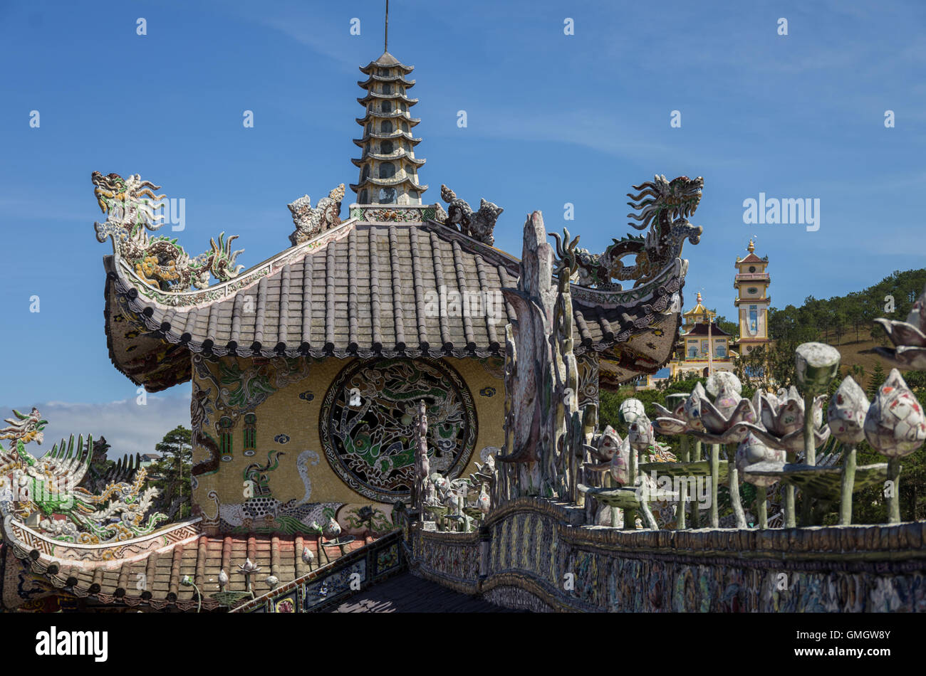 Linh Phuoc pagoda at Da Lat City, Lam Dong province, Vietnam. Stock Photo