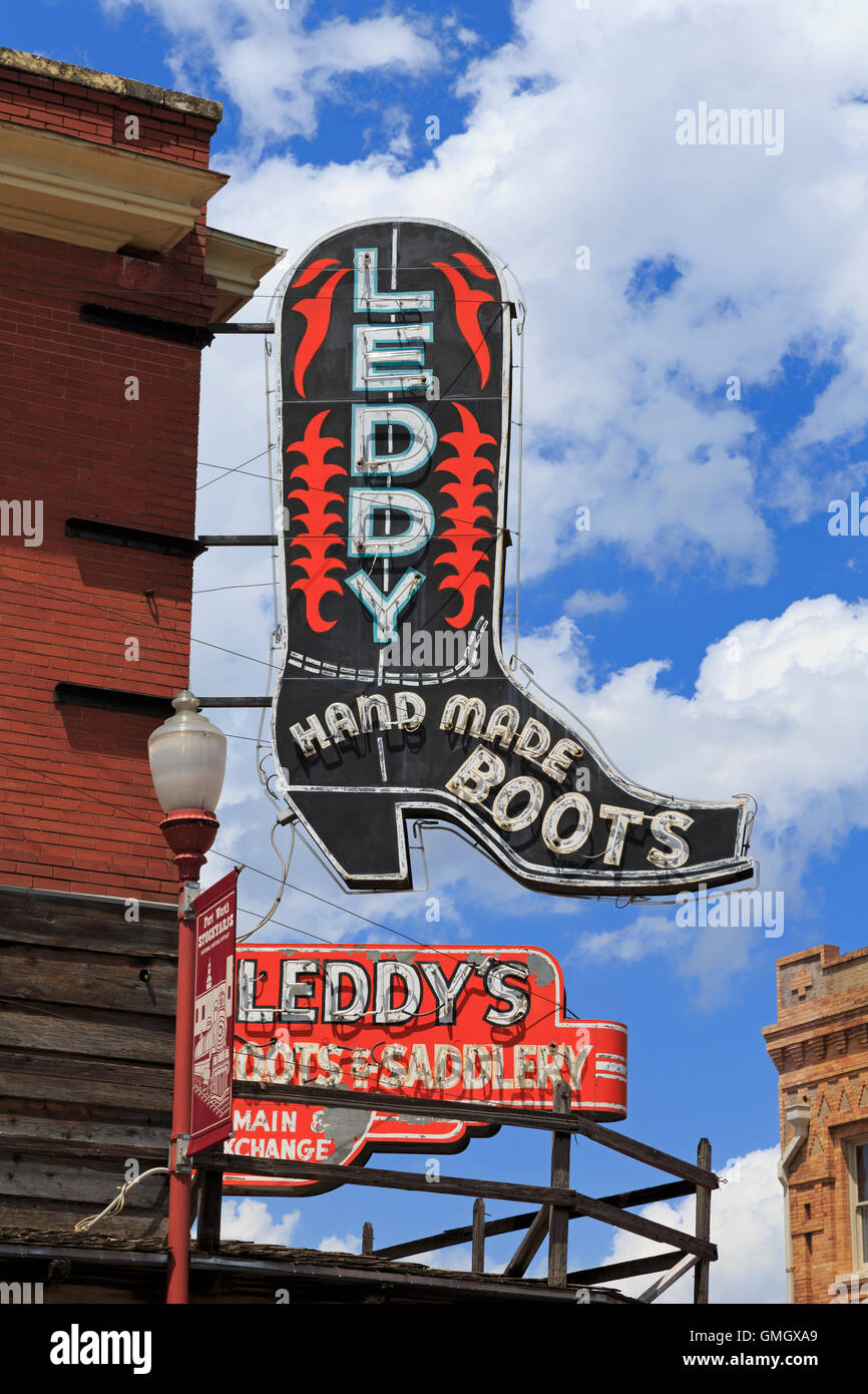 Leddy Boot Store, Stockyards District, Fort Worth, Texas, USA Stock Photo