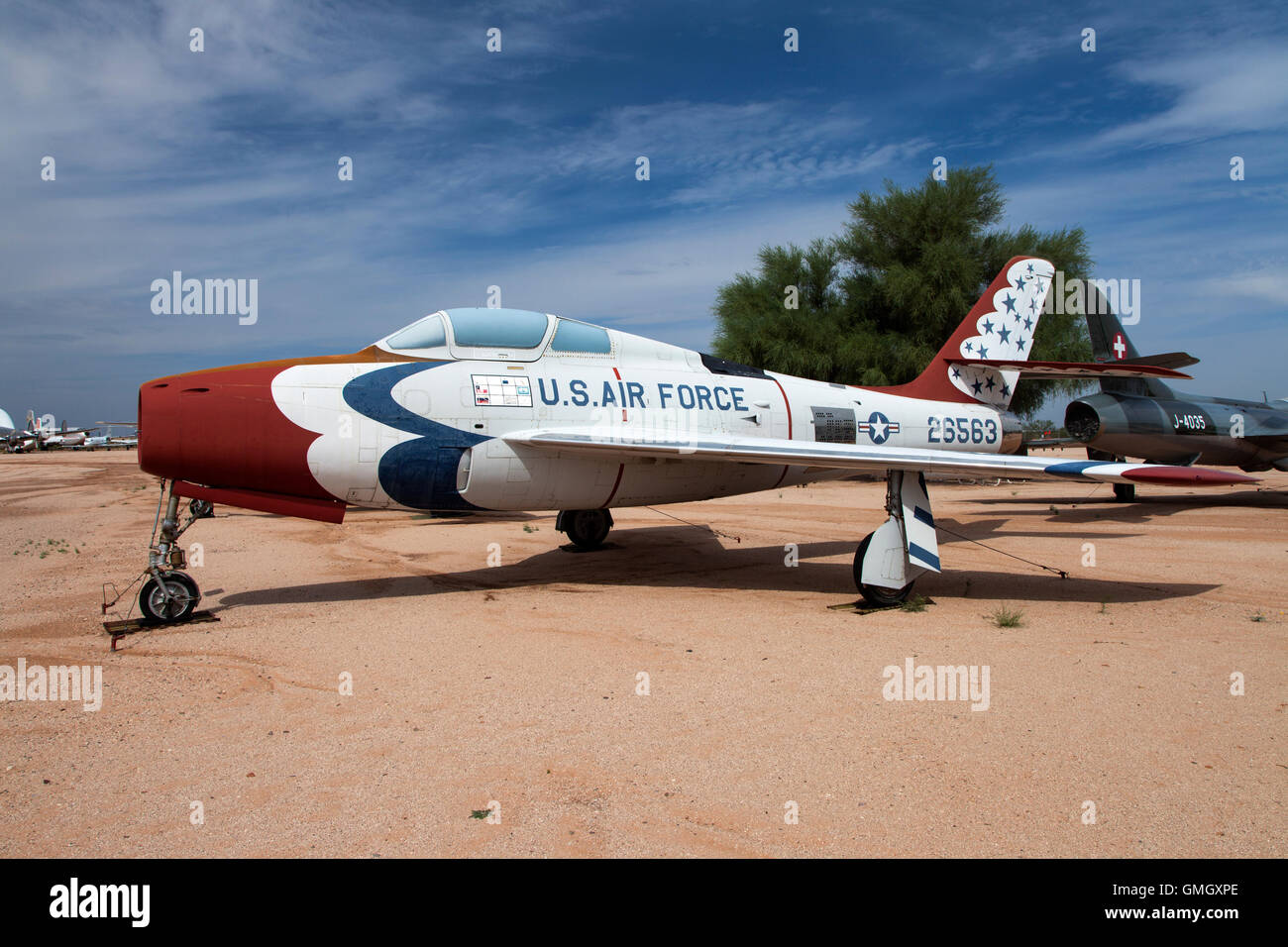 Republic F-84F Thunderstreak fighter in Thunderbirds colors on display ...