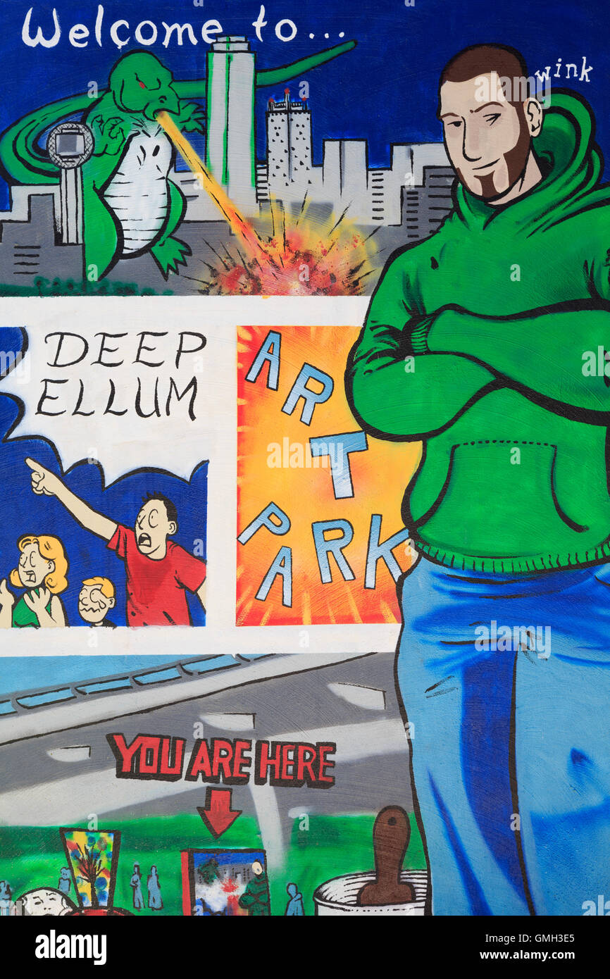 Mural, Deep Ellum District, Dallas, Texas, USA Stock Photo