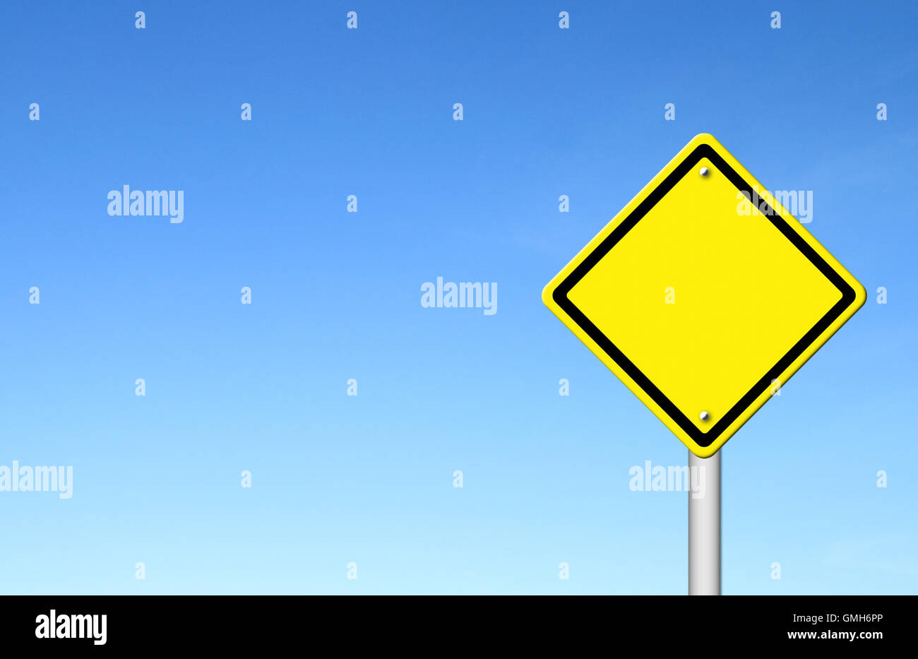blank yellow traffic sign with blue sky Stock Photo - Alamy