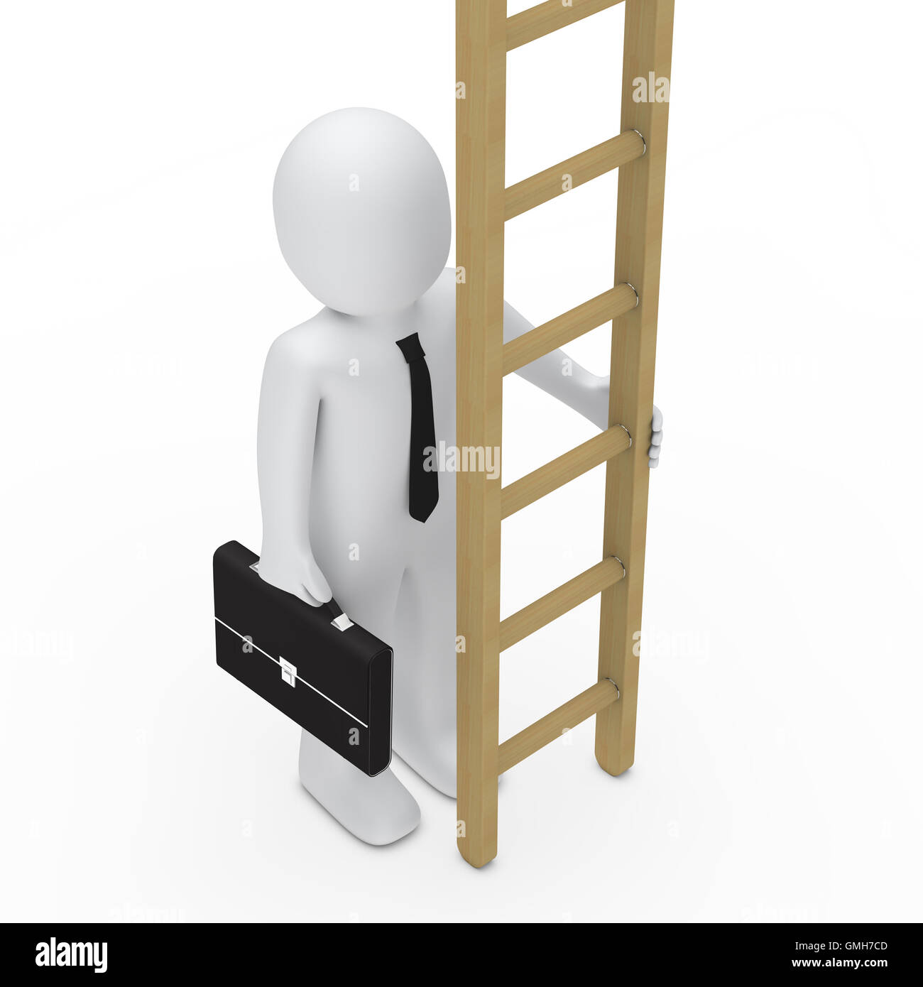 3d business briefcase man hold ladder Stock Photo Alamy