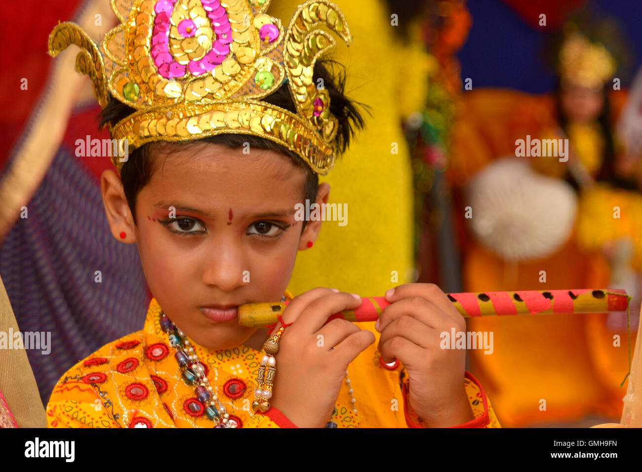 India. 25th Aug, 2016. Children dressed as Lord Krishna in a religious ...