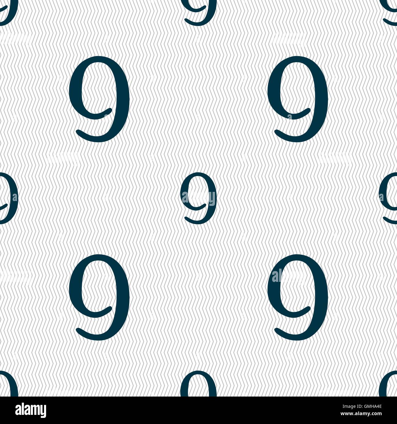 number Nine icon sign. Seamless abstract background with geometric ...