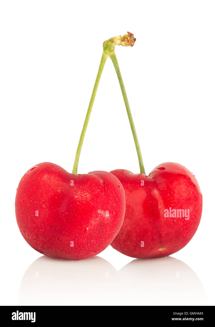 cherry berries ripe isolated on white background Stock Photo
