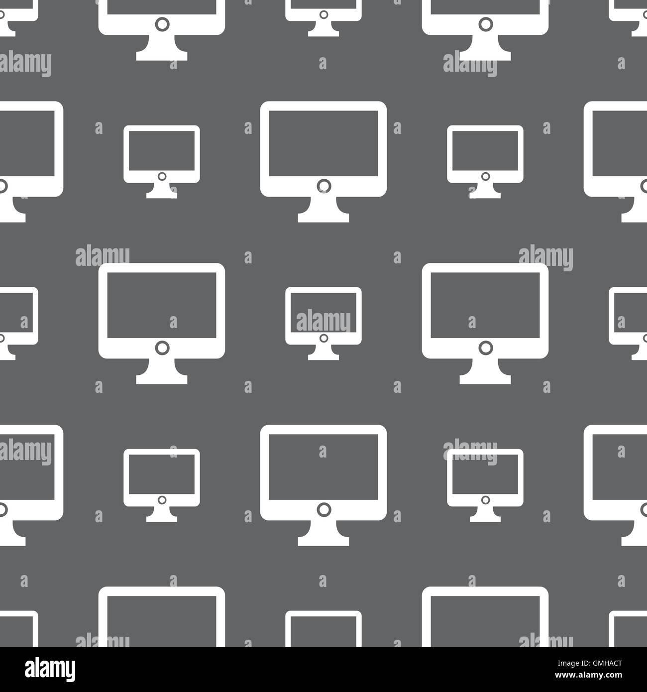 Computer widescreen monitor sign icon. Seamless pattern on a gray ...