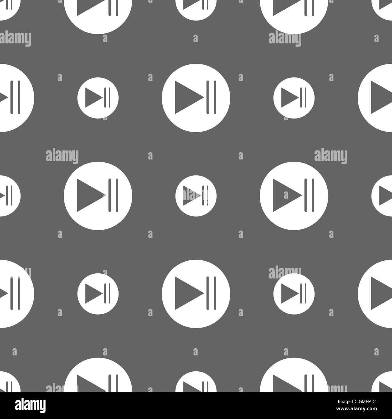 play button icon. Seamless pattern on a gray background. Vector Stock ...
