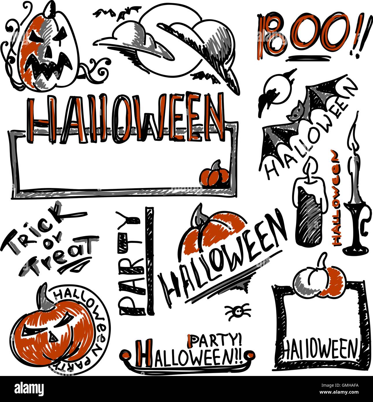 set of halloween elements Stock Vector Image & Art - Alamy