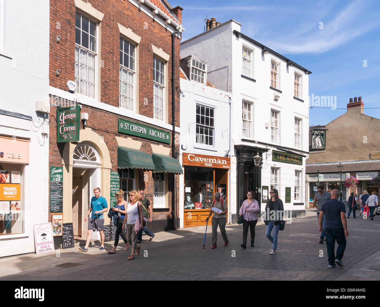 People walking down Butcher Row in Beverley, East Riding of Yorkshire, England, UK Stock Photo