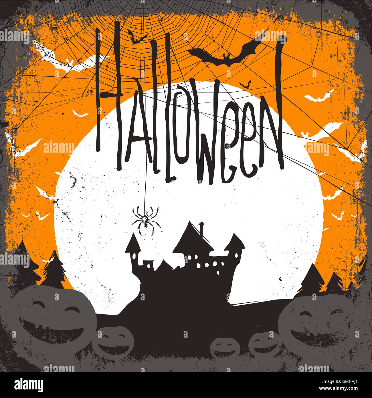 Halloween vector illustration with haunted castle Stock Vector Image ...