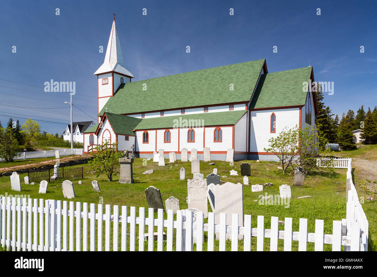 The St. Peters Anglican Church in Catalina, Newfoundland and Labrador, Canada. Stock Photo