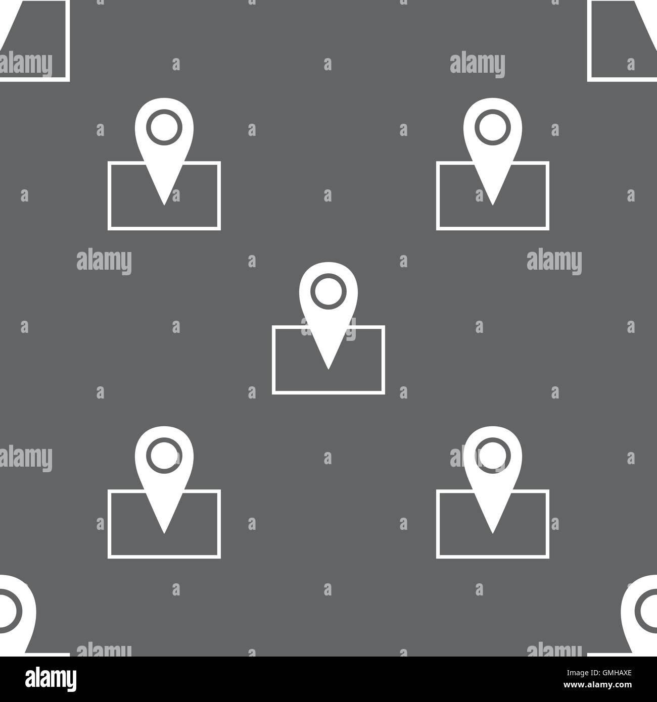 Map pointer icon sign. Seamless pattern on a gray background. Vector ...