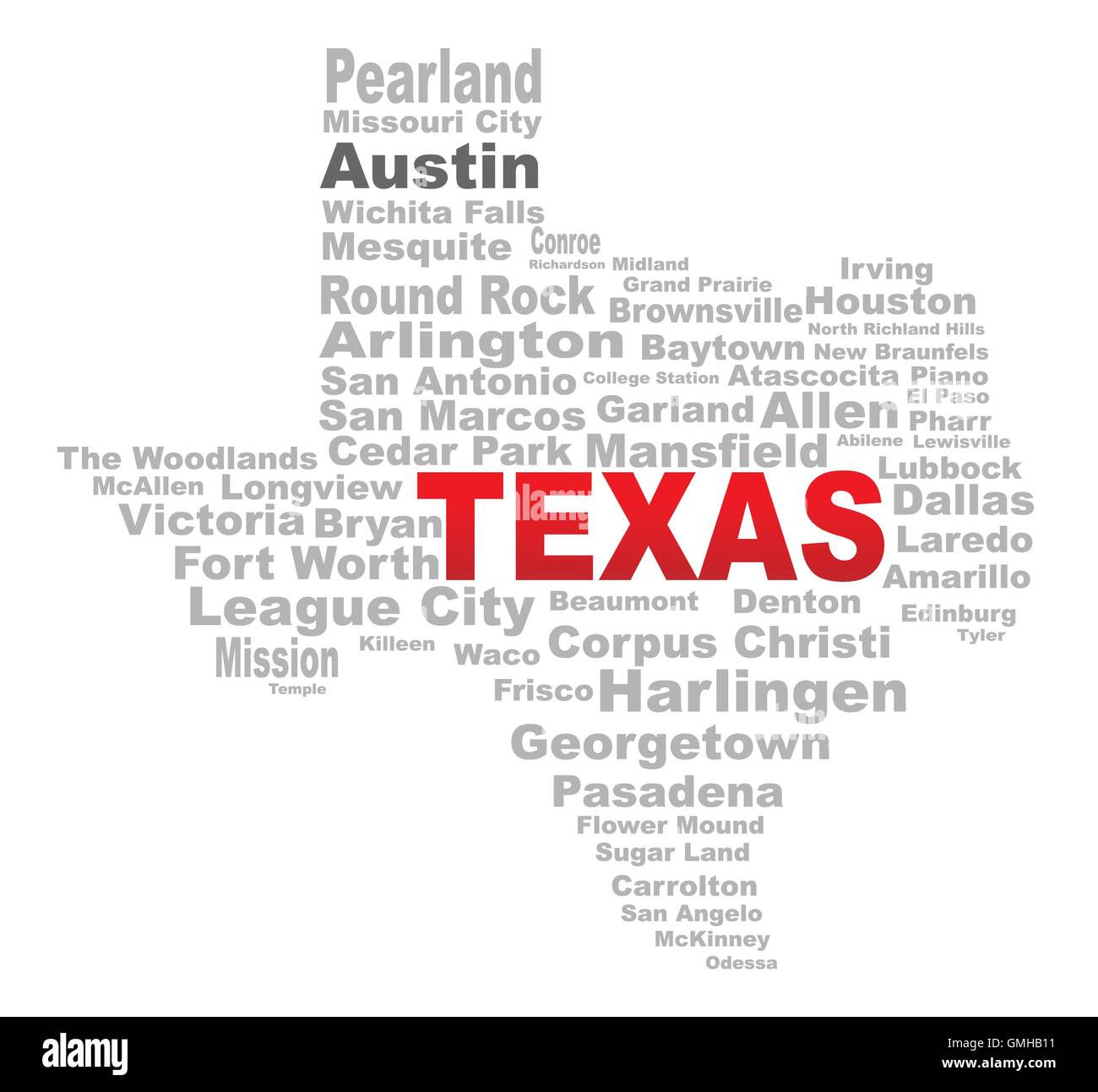 Texas State Word Cloud Stock Vector