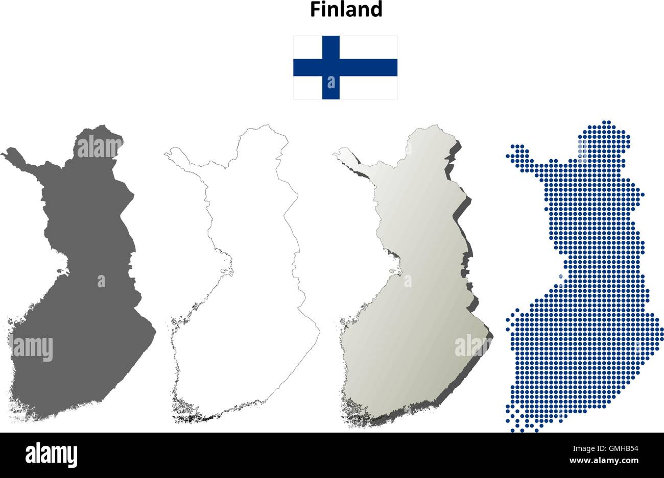 Finland outline map set Stock Vector