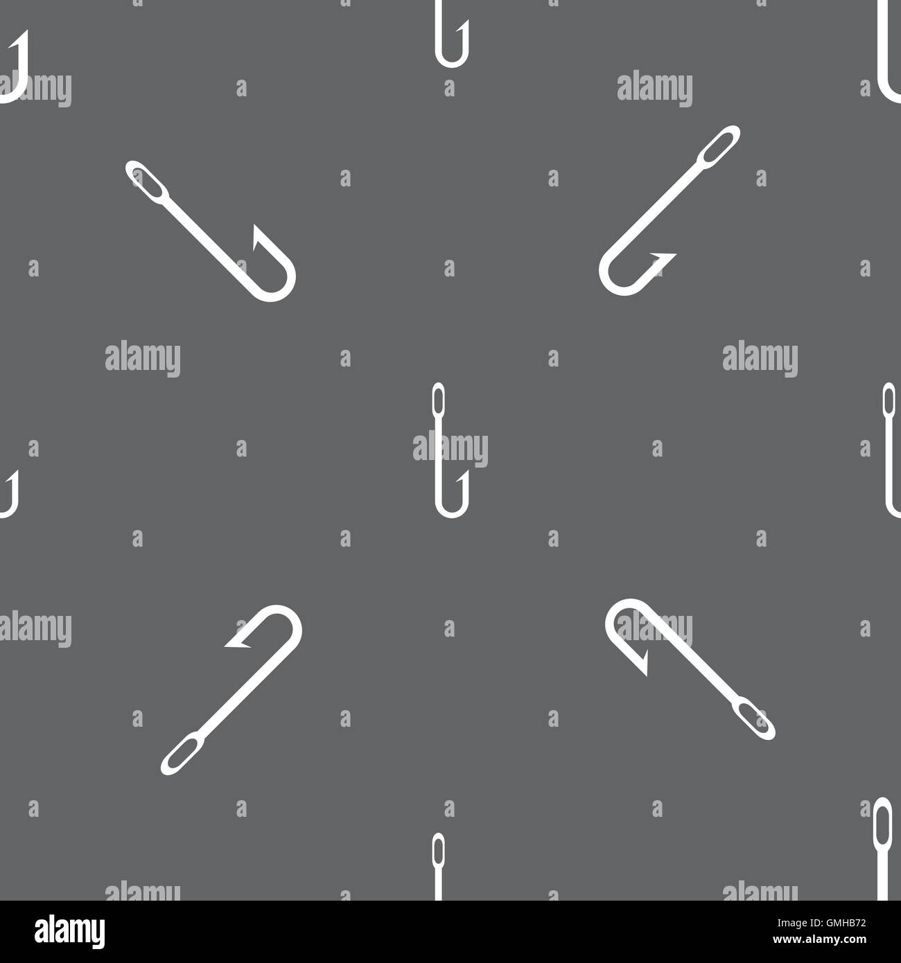 Fishing hook icon sign. Seamless pattern on a gray background. Vector ...