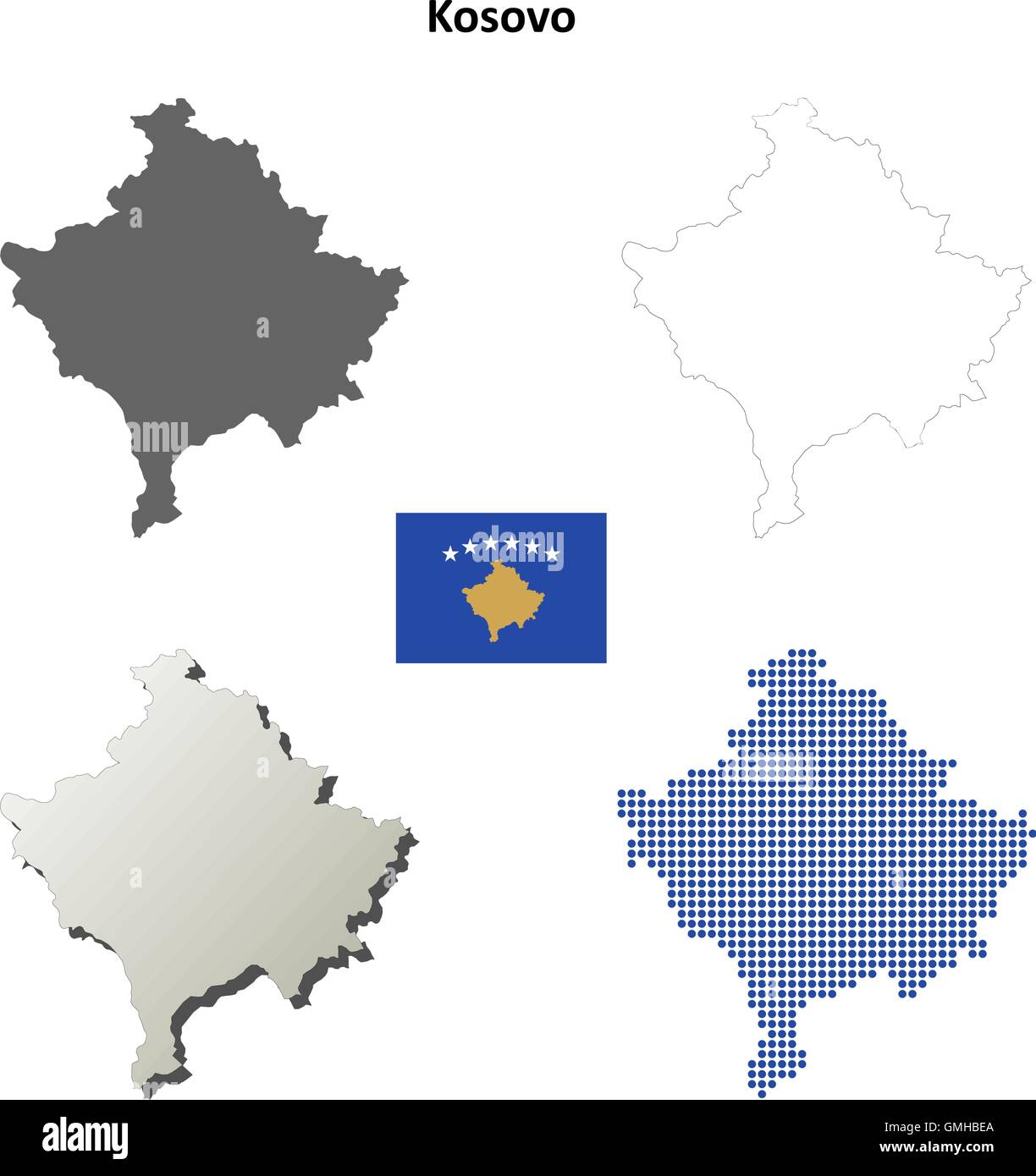 Kosovo outline map set Stock Vector