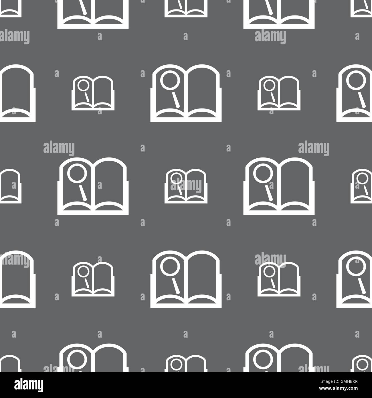 Book sign icon. Open book symbol. Seamless pattern on a gray background ...