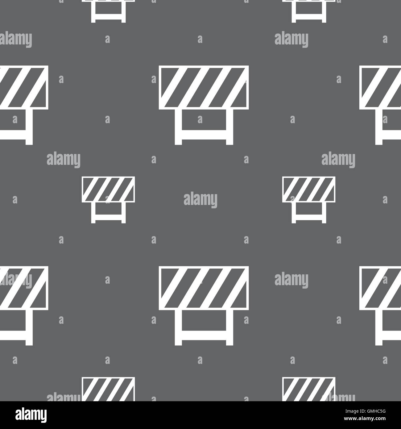 road barrier icon sign. Seamless pattern on a gray background. Vector ...