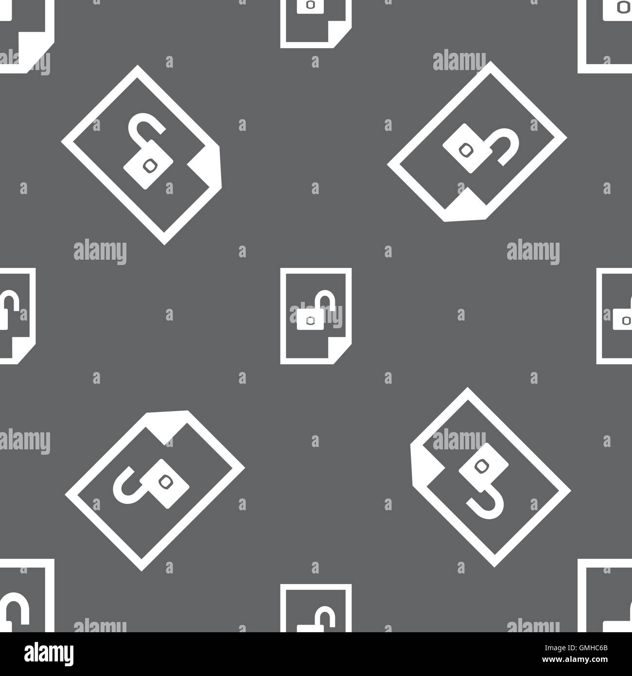 file unlocked icon sign. Seamless pattern on a gray background. Vector ...