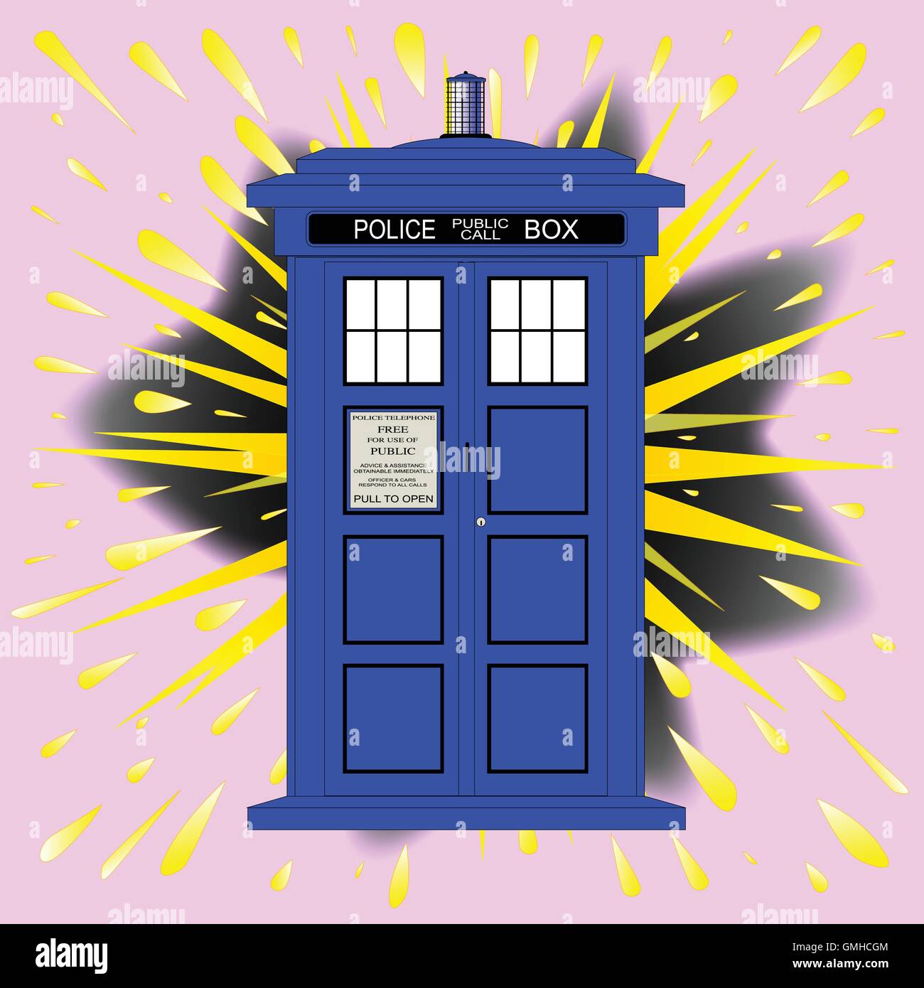 British Police Box With Abstract Explosion Stock Vector