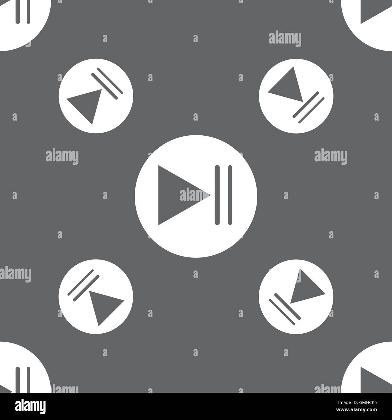 play button icon. Seamless pattern on a gray background. Vector Stock ...