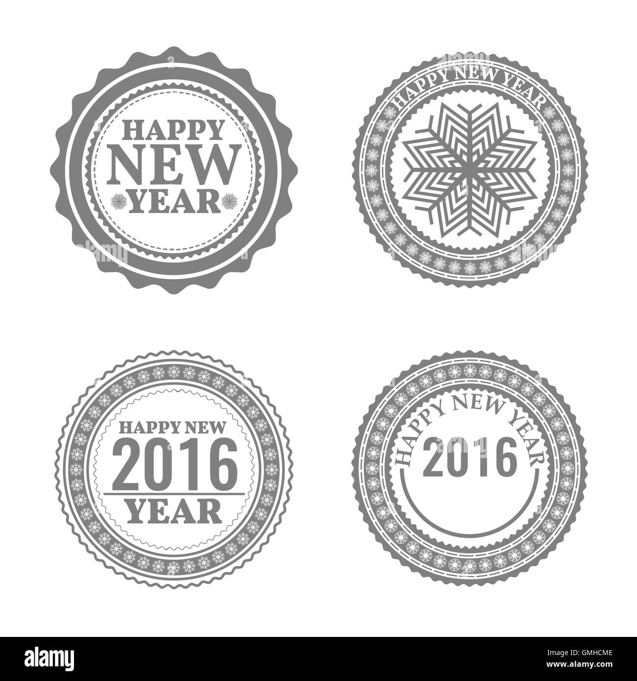 New Year set, labels and emblems, vector illustration. Stock Vector