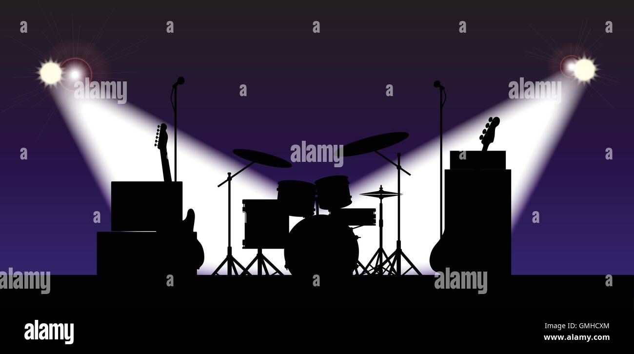 Rock Band Stage Equipent Stock Vector
