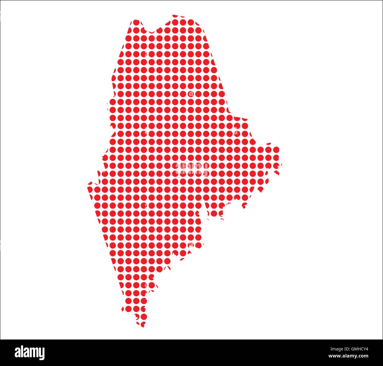 Red Dot Map of Maine Stock Vector