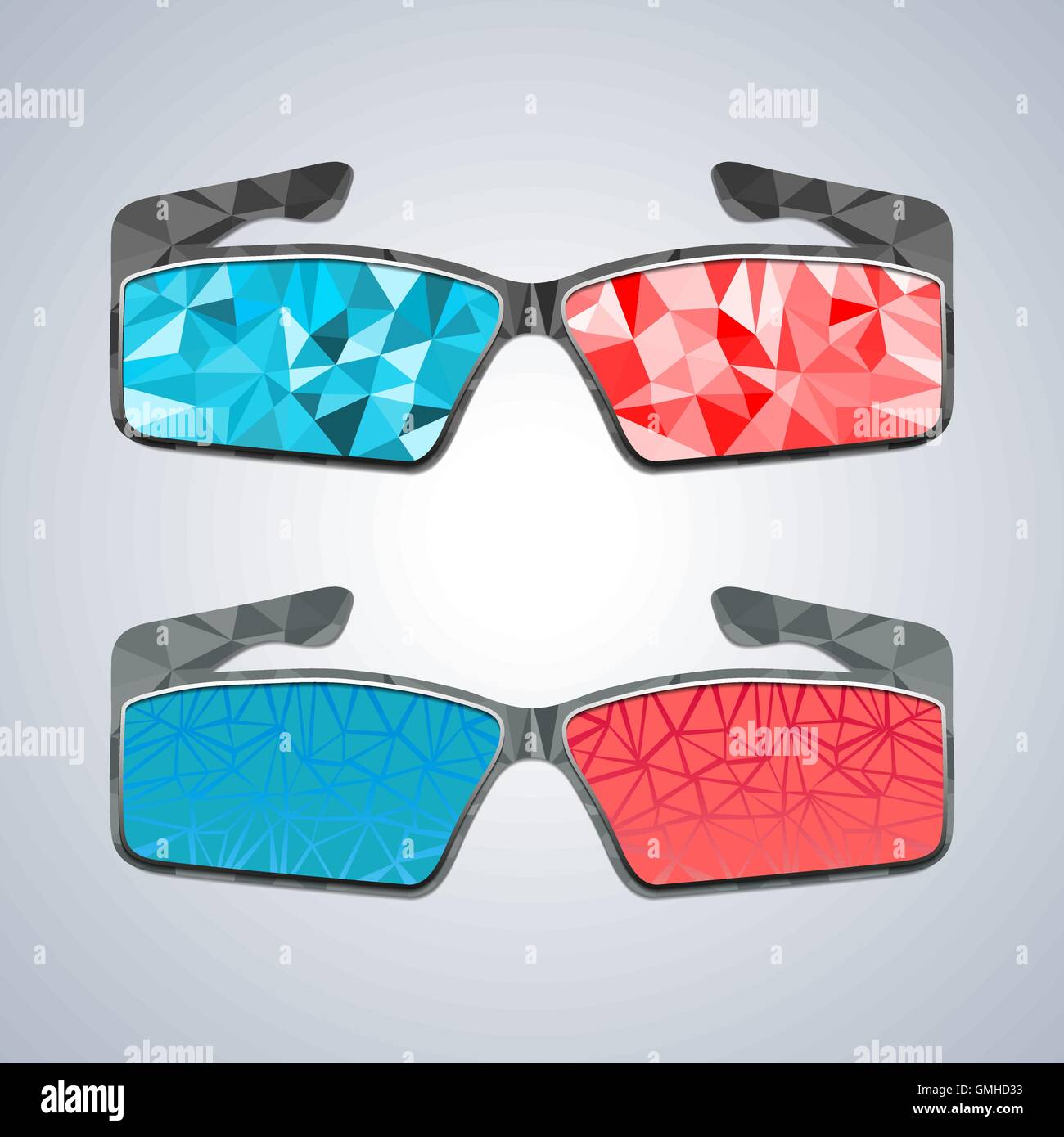 Polygon 3D glasses, vector illustration. Stock Vector