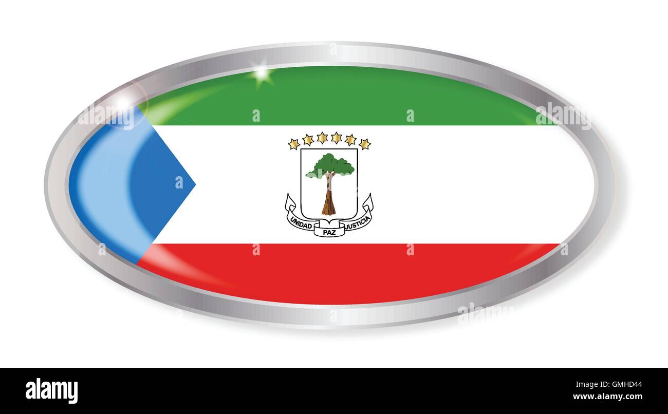 Equatorial Guinea Flag Oval Button Stock Vector