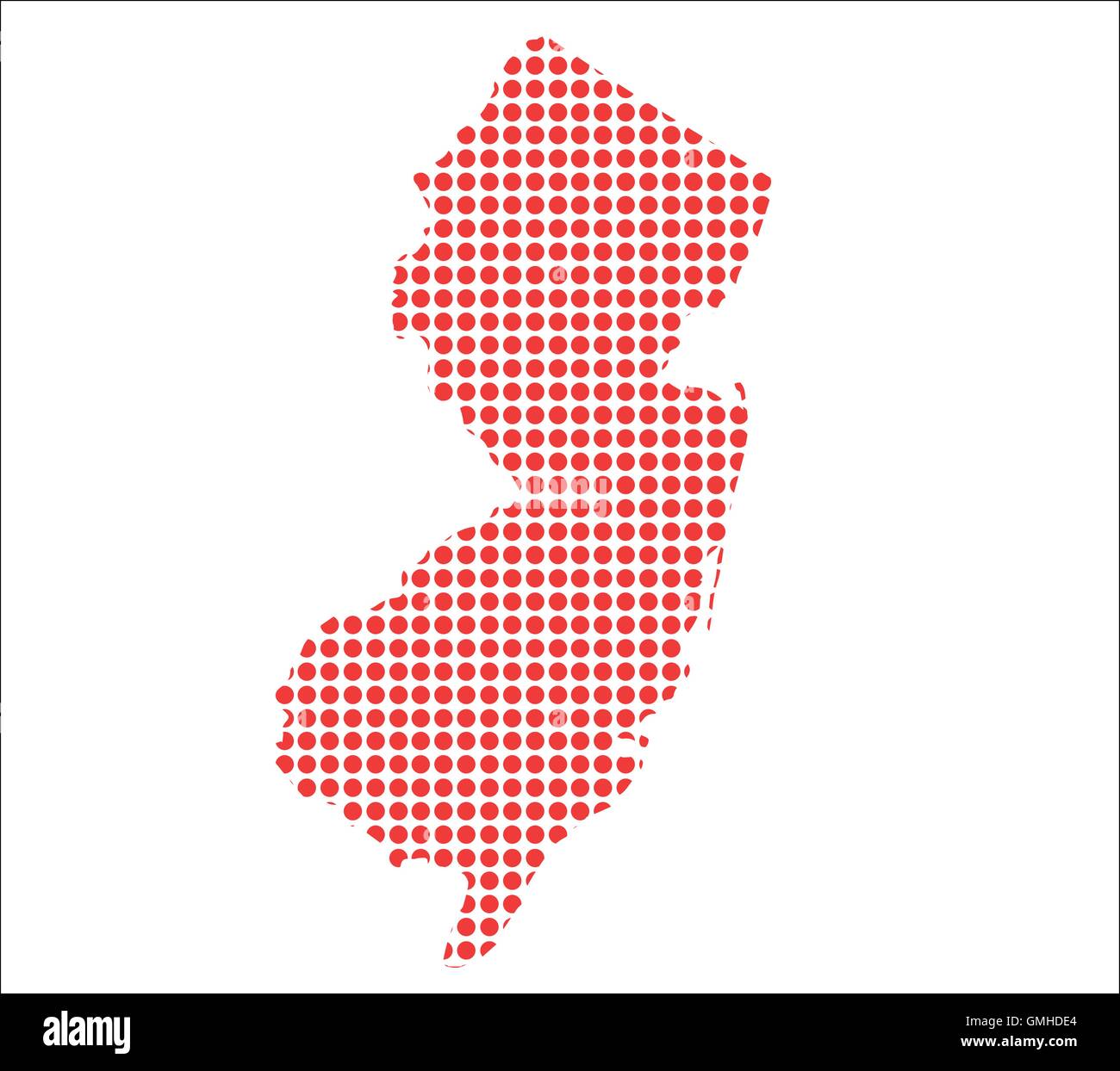 Red Dot Map of New Jersey Stock Vector
