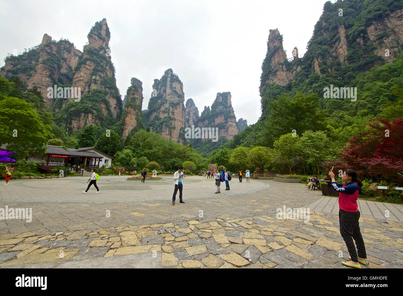 Tourists at the National Park Zhangjiagie, Hunan, China Stock Photo