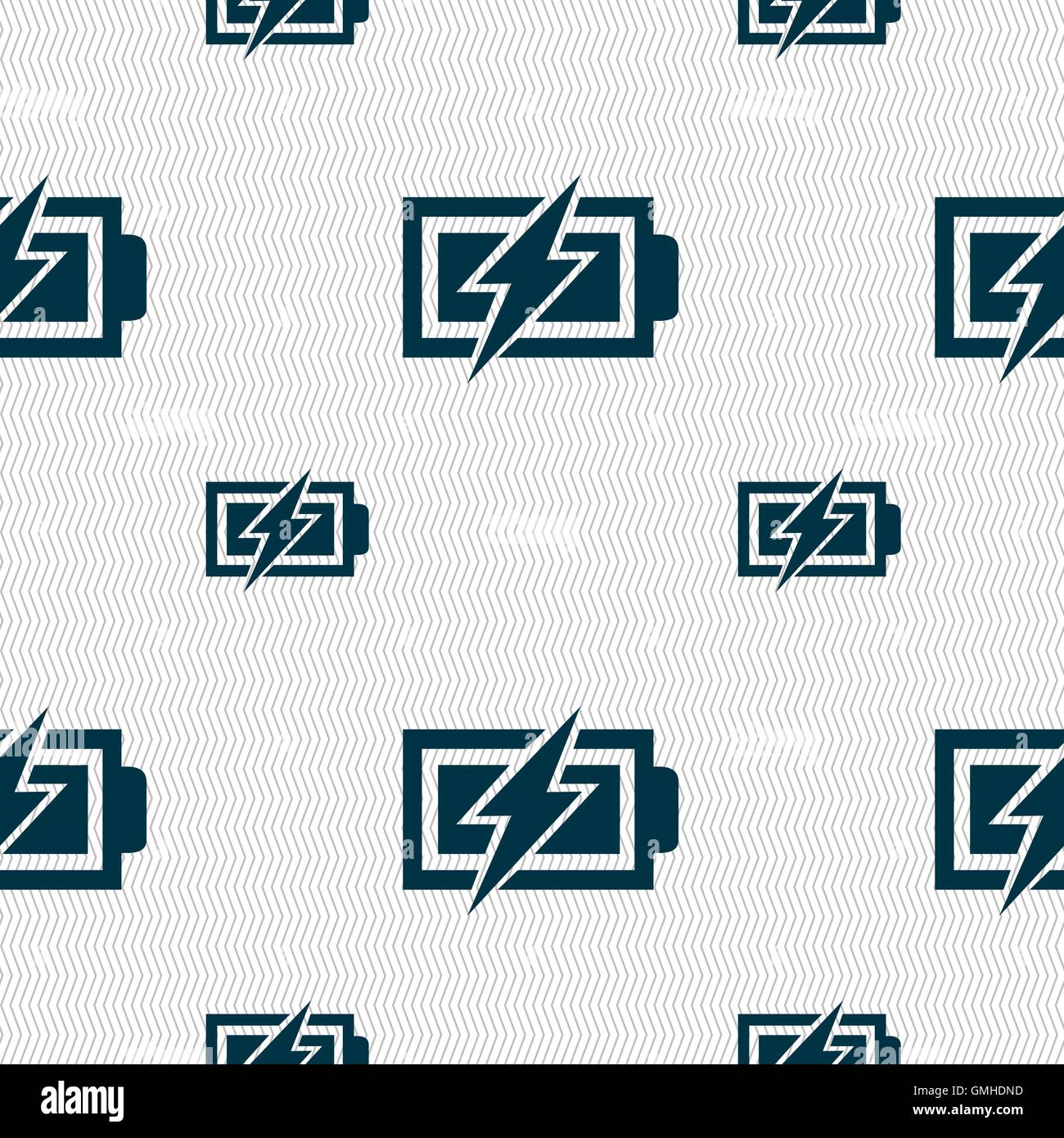 Battery charging sign icon. Lightning symbol. Seamless pattern with ...