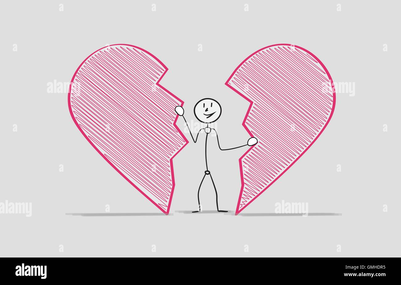 man and broken heart Stock Vector