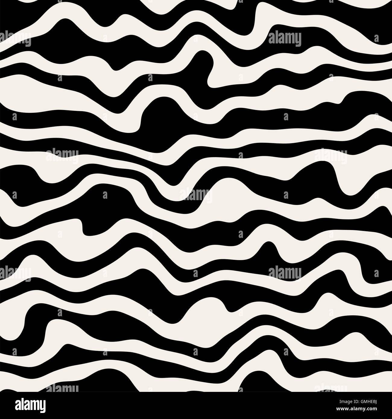 Vector Seamless Black & White Wavy Distorted Lines Pattern Stock Vector