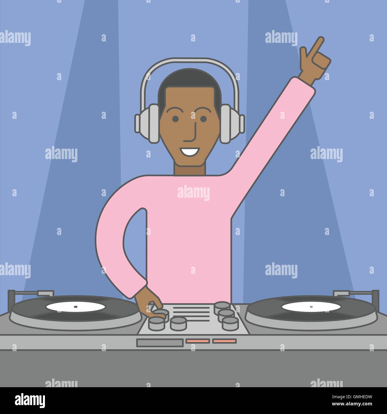 DJ with turntable. Stock Vector