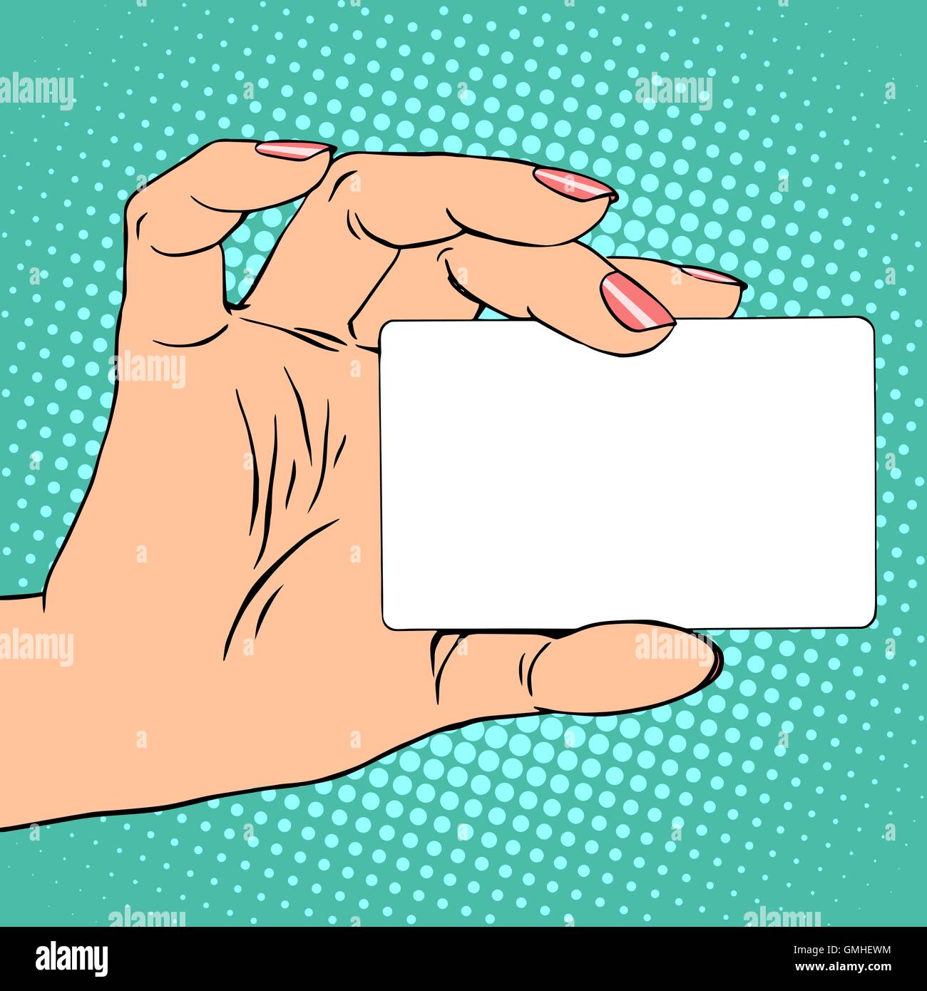 Business or credit card in female hand Stock Vector