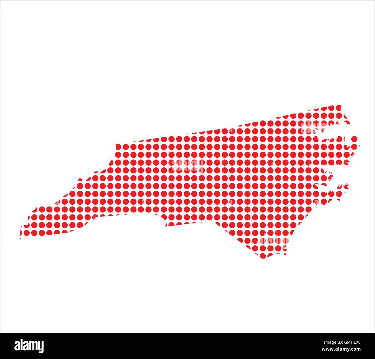 Red Dot Map of North Carolina Stock Vector