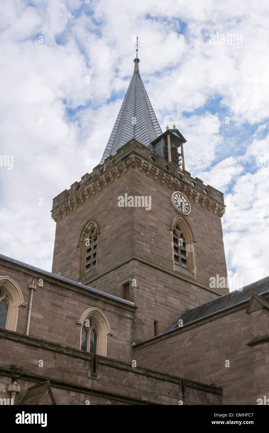 St John's Kirk clock tower and leaded spire with carillon bells,Perth,Perthshire, Scotland,UK, Stock Photo