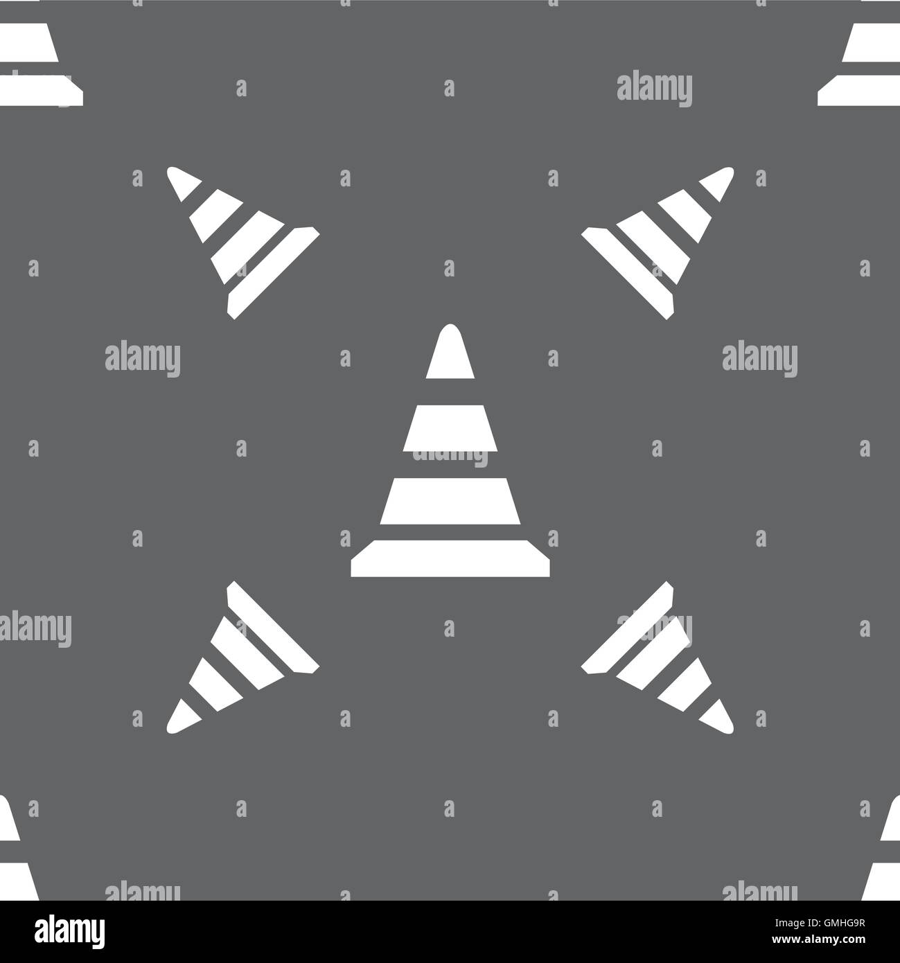 road cone icon. Seamless pattern on a gray background. Vector Stock ...