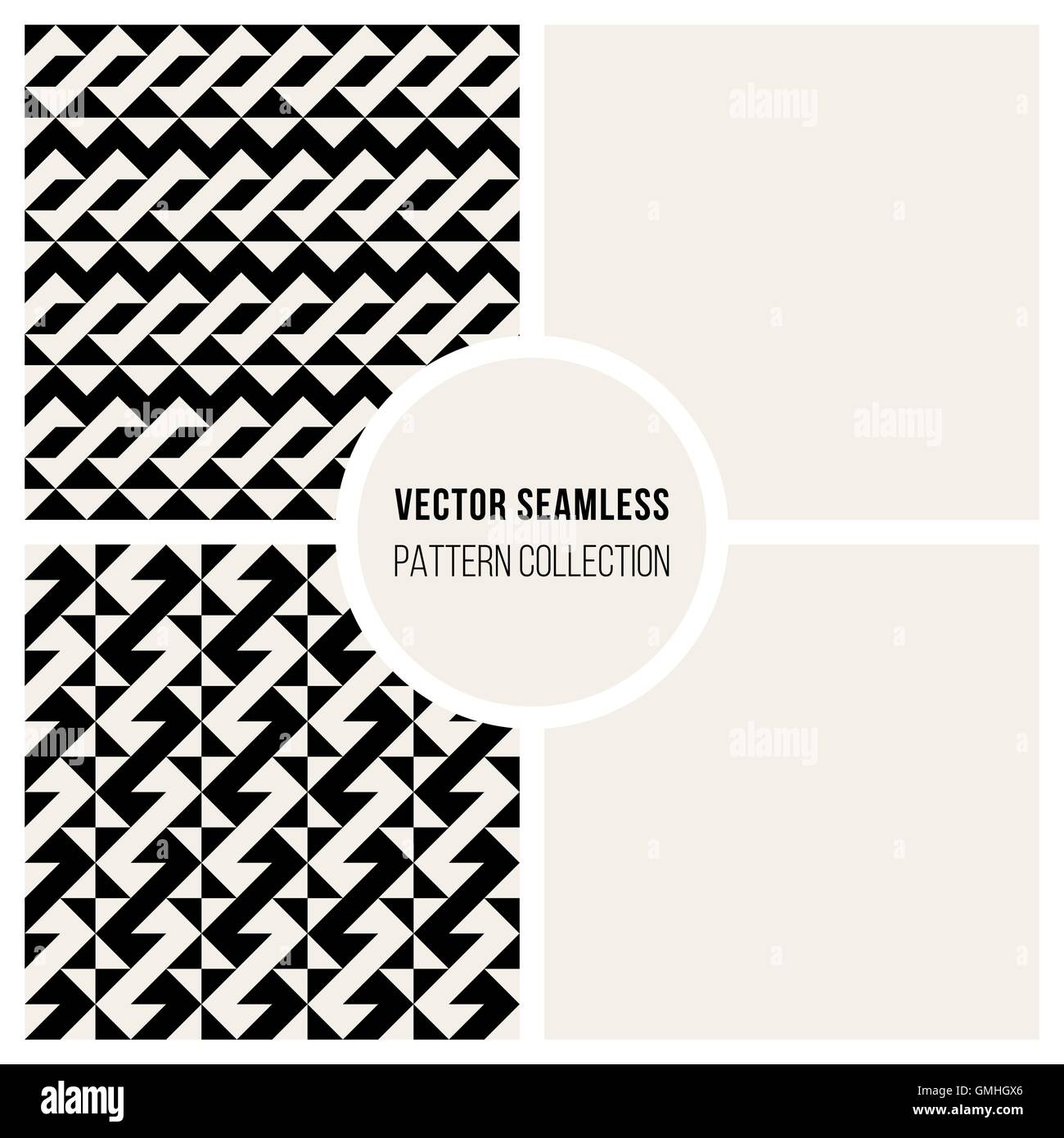 Vector Seamless Black And White Geometric Pattern Collection Stock ...