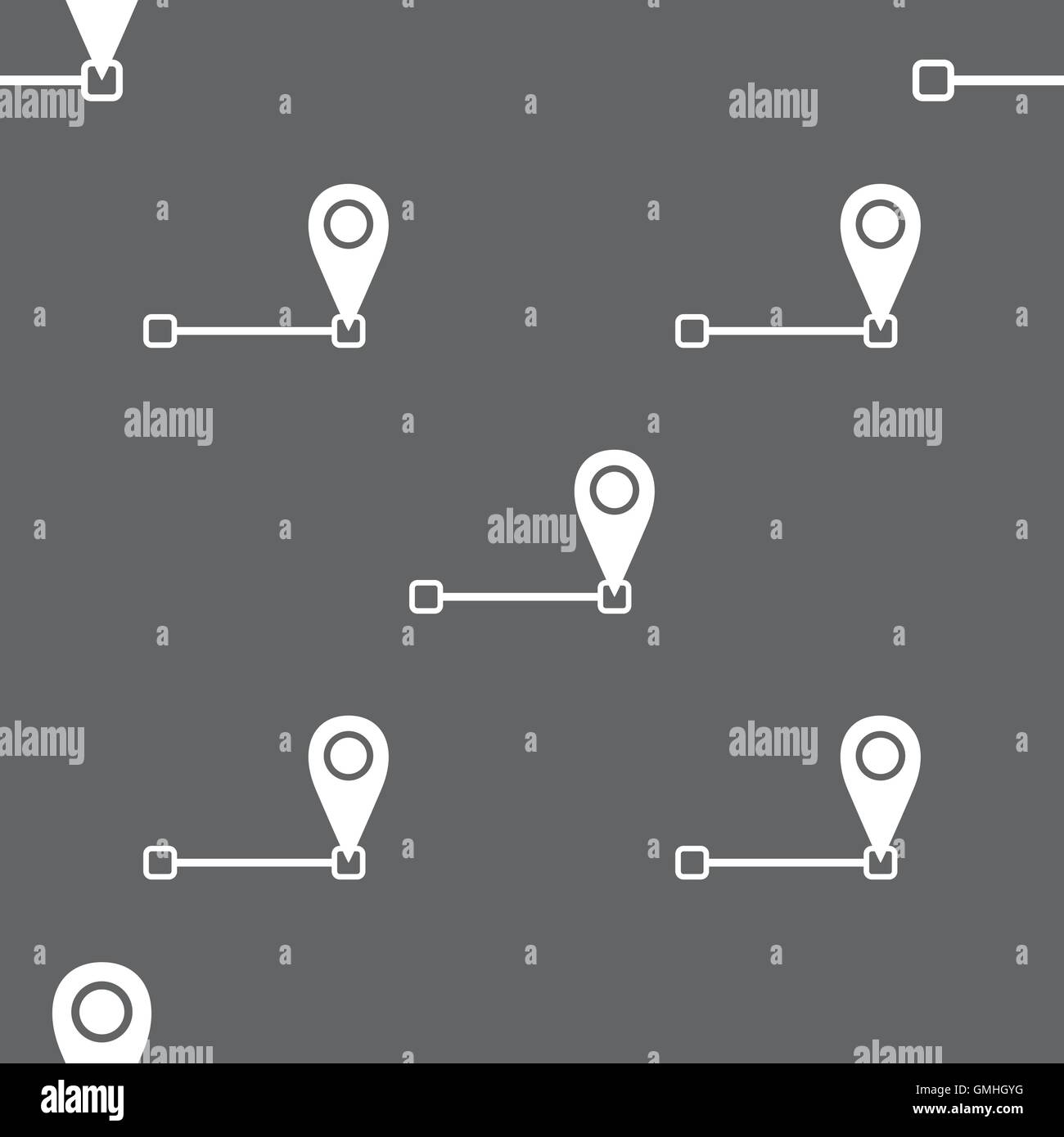 Map pointer icon sign. Seamless pattern on a gray background. Vector ...