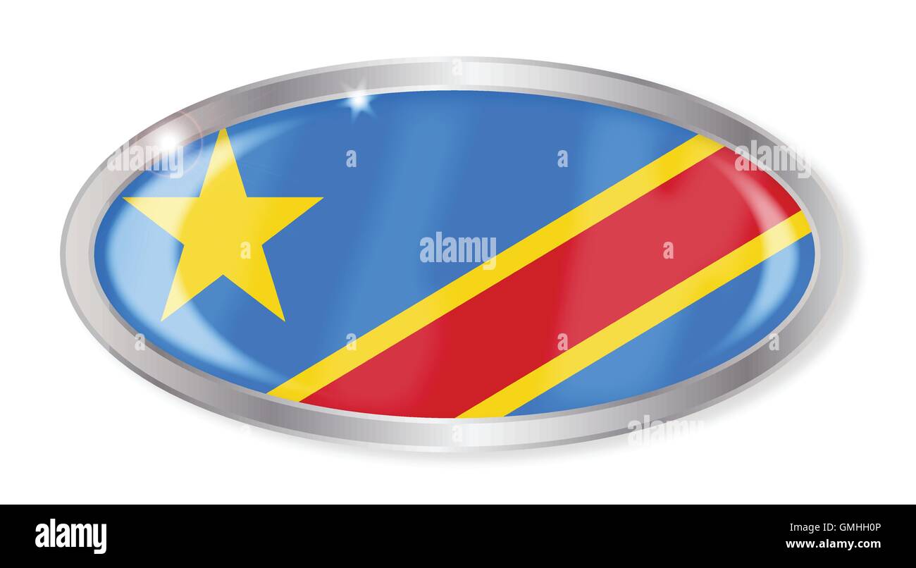 Democratic Republic of the Congo Flag Oval Button Stock Vector